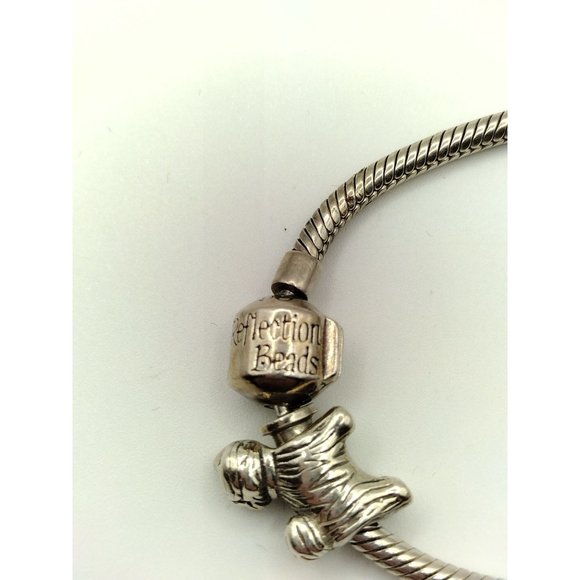 Sterling Silver Sliding Charm Reflection Beads Bracelet Dog Sled Reindeer 7.75" - Picture 6 of 9